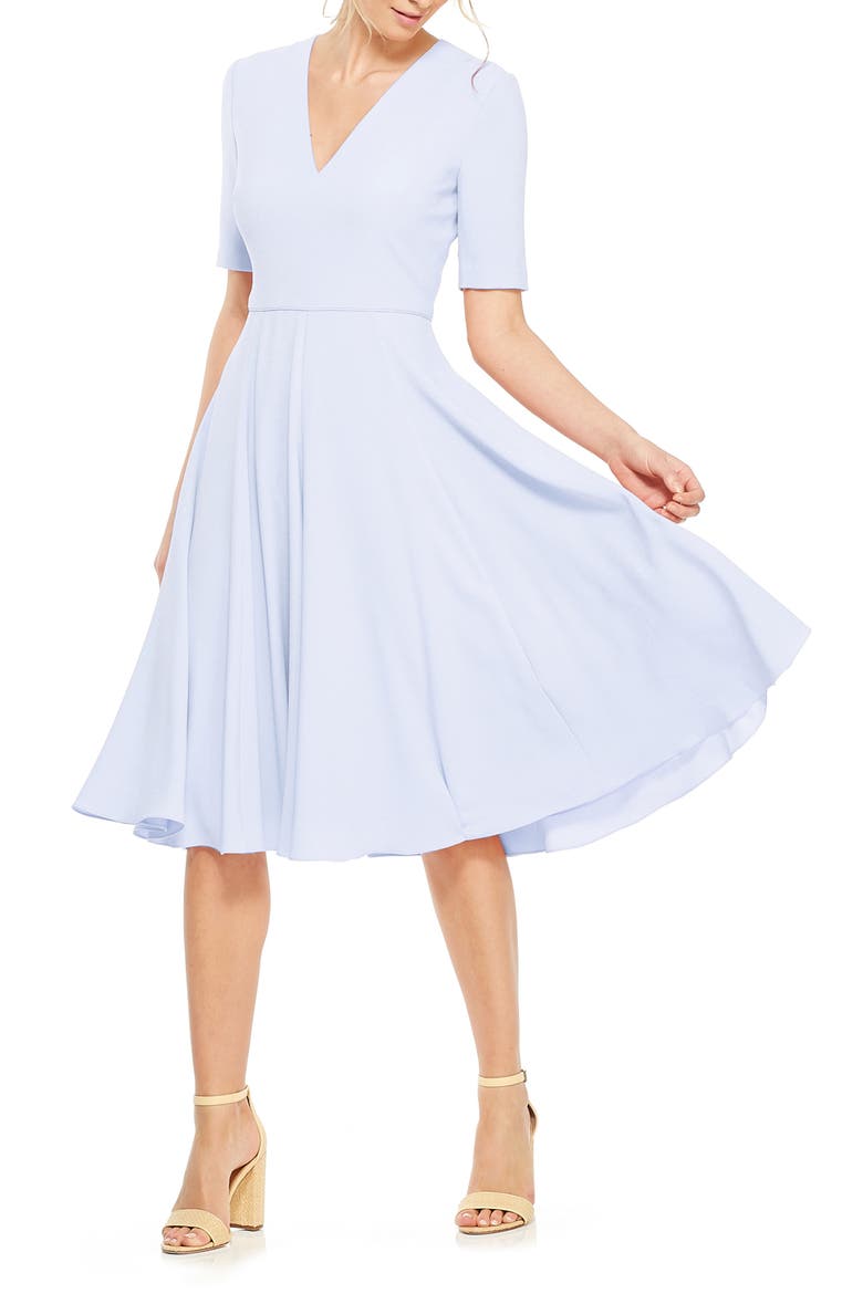 Edith City Crepe Fit & Flare Midi Dress (Nordstrom Exclusive), Main, color, VIOLET