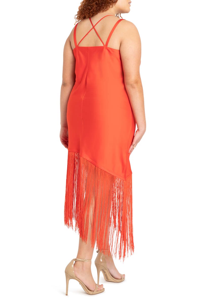 ELOQUII Asymmetric Fringe Slipdress, Alternate, color,