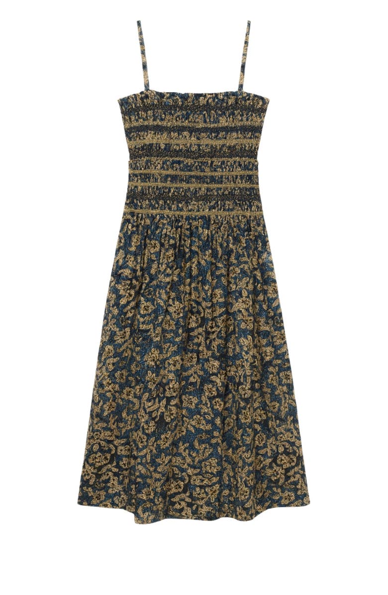 Rebecca Taylor Charlene Smocked Dress, Alternate, color, Navy Multi