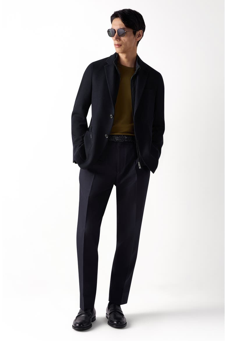 High Performance™ Wool & Cotton Jersey Sport Coat with Removable Leather Bib, Alternate, color, NAVY BLUE