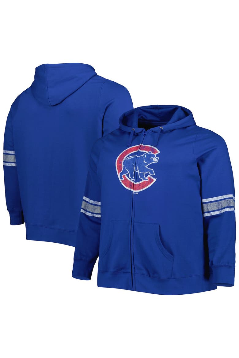 Women's Royal/Heather Gray Chicago Cubs Plus Size Front Logo Full-Zip Hoodie, Main, color, Royal