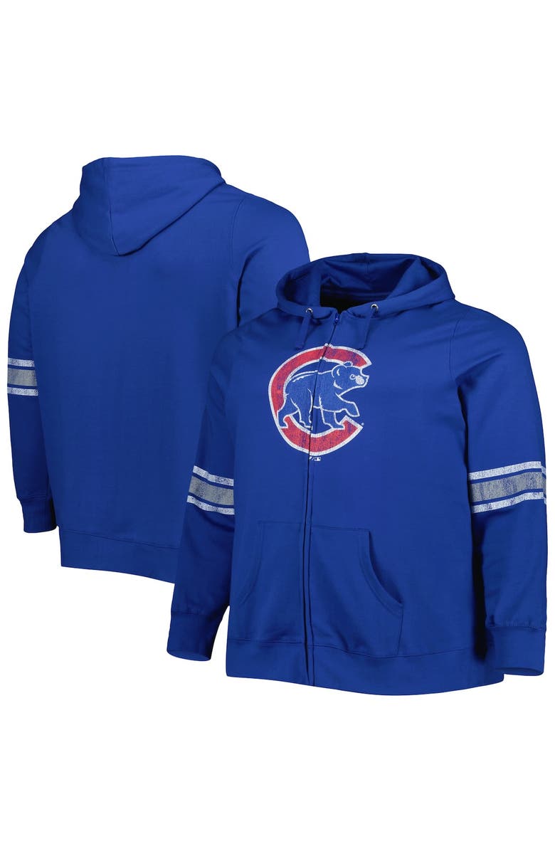 PROFILE Women's Royal/Heather Gray Chicago Cubs Plus Size Front Logo Full-Zip Hoodie, Main, color, 