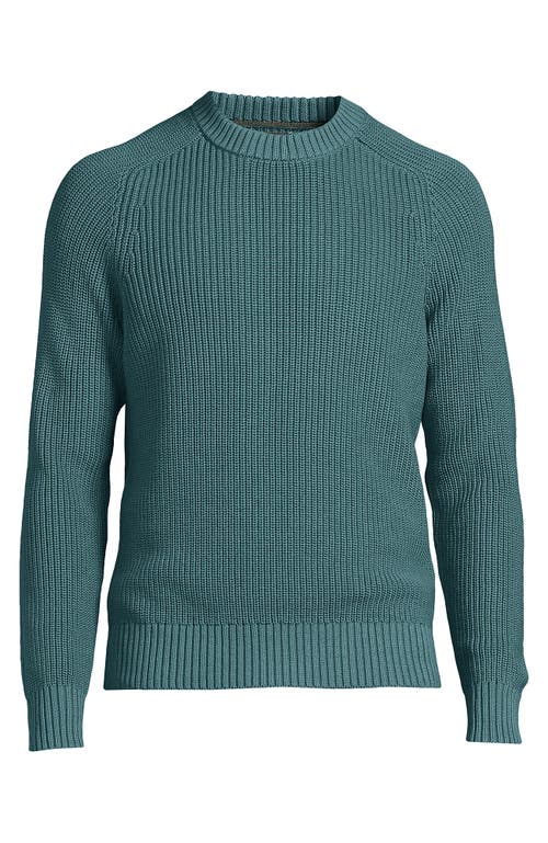 Lands' End Drifter Cotton Crewneck Sweater In Green