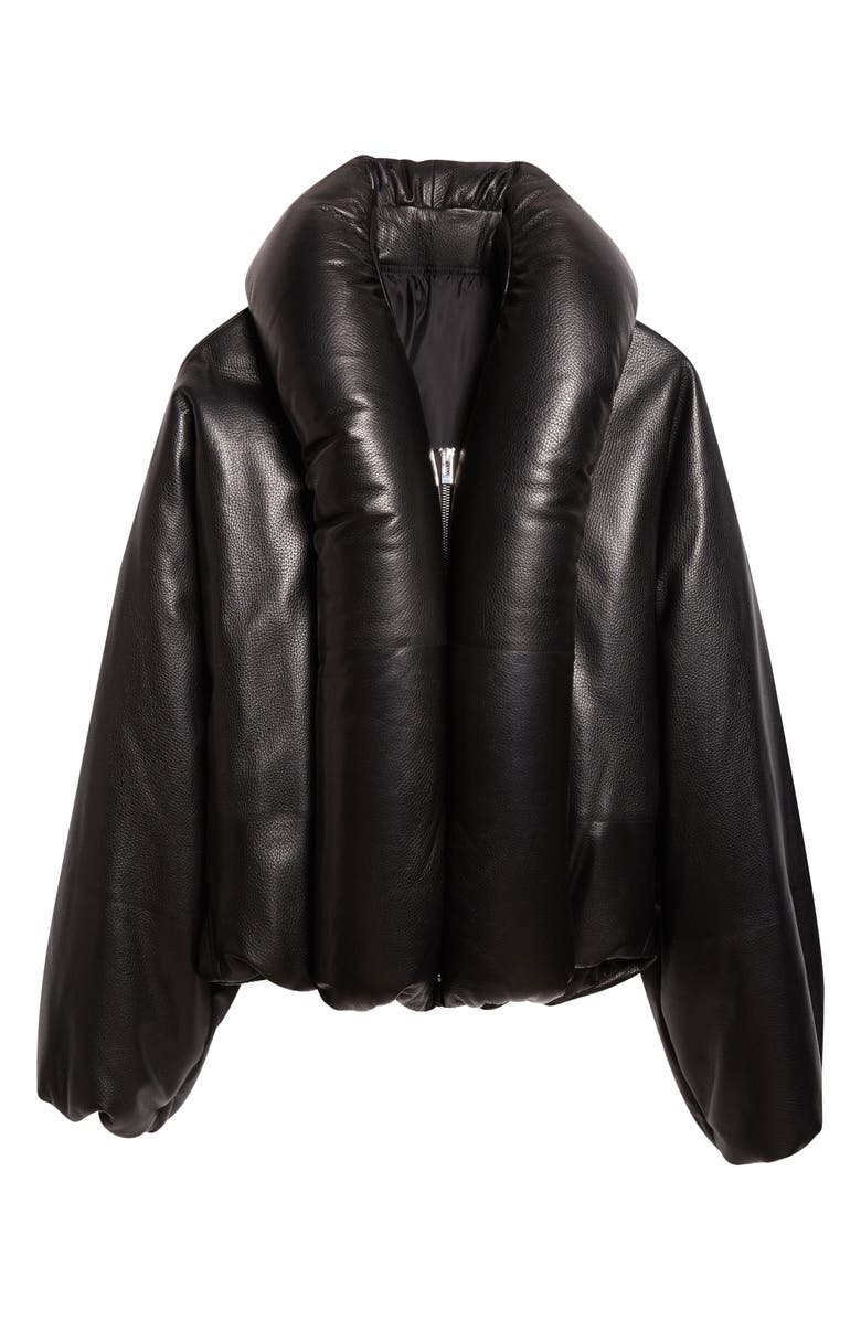 Alaïa Padded Leather Bomber Jacket, Main, color, Noir Alaia