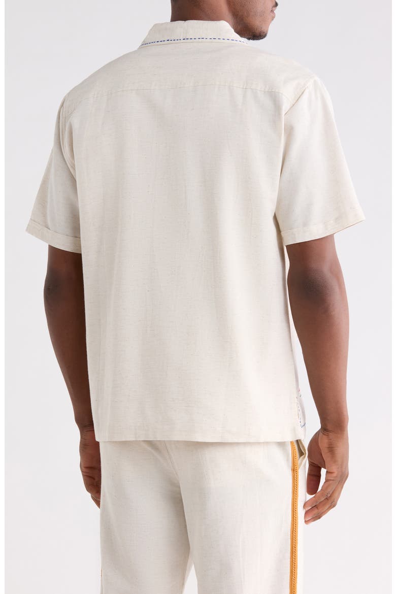 Ranbir Embroidered Camp Shirt, Alternate, color, EGGSHELL MULTI