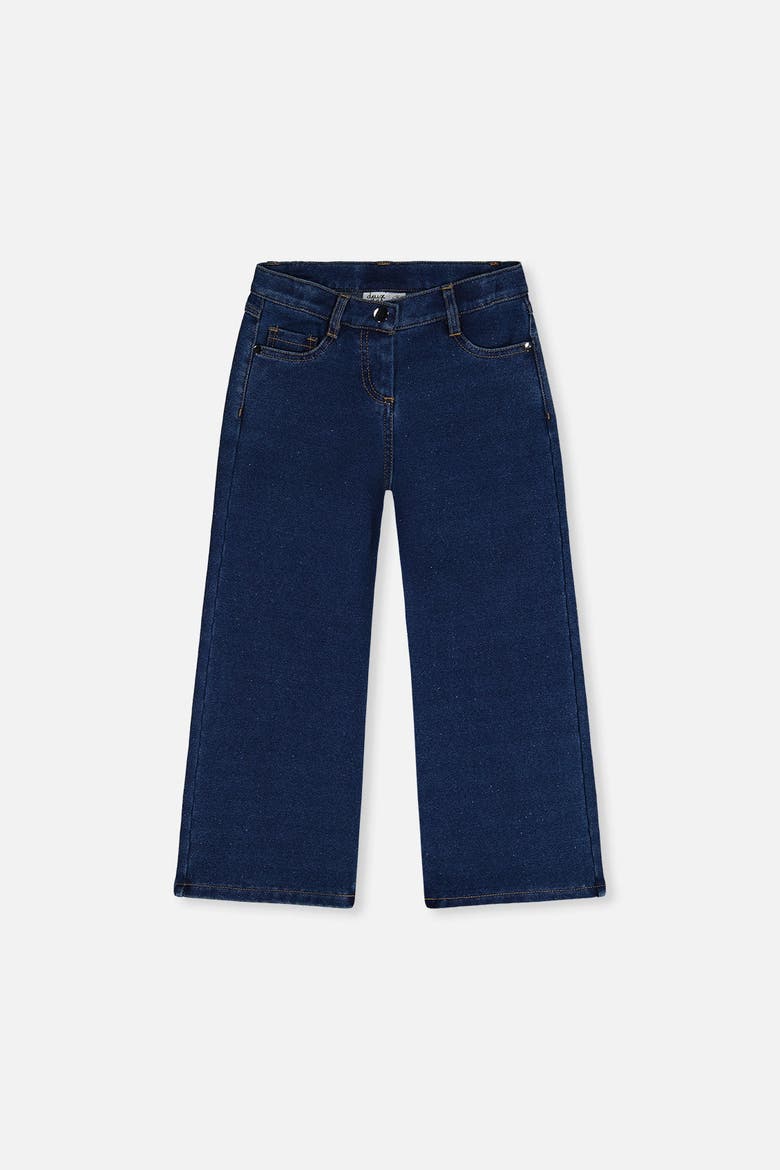 Lurex Topstitch Wide Leg Jeggings, Main, color, Navy Blue Denim