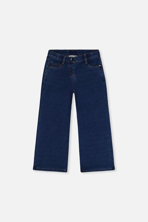 Lurex Topstitch Wide Leg Jeggings