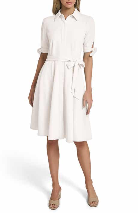 Calvin Klein Tie Sleeve Crepe Shirtdress