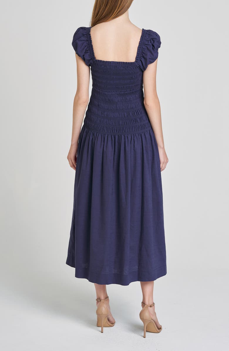 WAYF Cassidy Smock Bodice Midi Sundress, Alternate, color, Slate