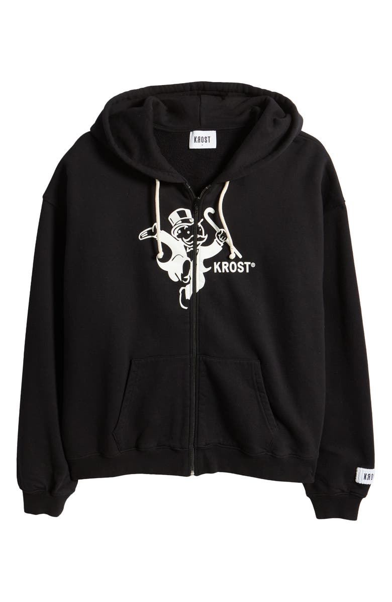 KROST x Hasbro Monopoly Man Cotton Graphic Zip-Up Hoodie, Alternate, color, 
