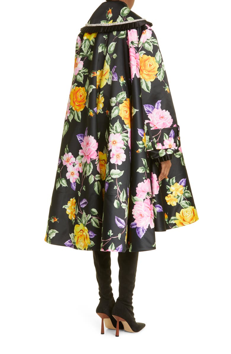 Richard Quinn Ella Floral Print Crystal Embellished Ruffle Trim Coat, Alternate, color, 