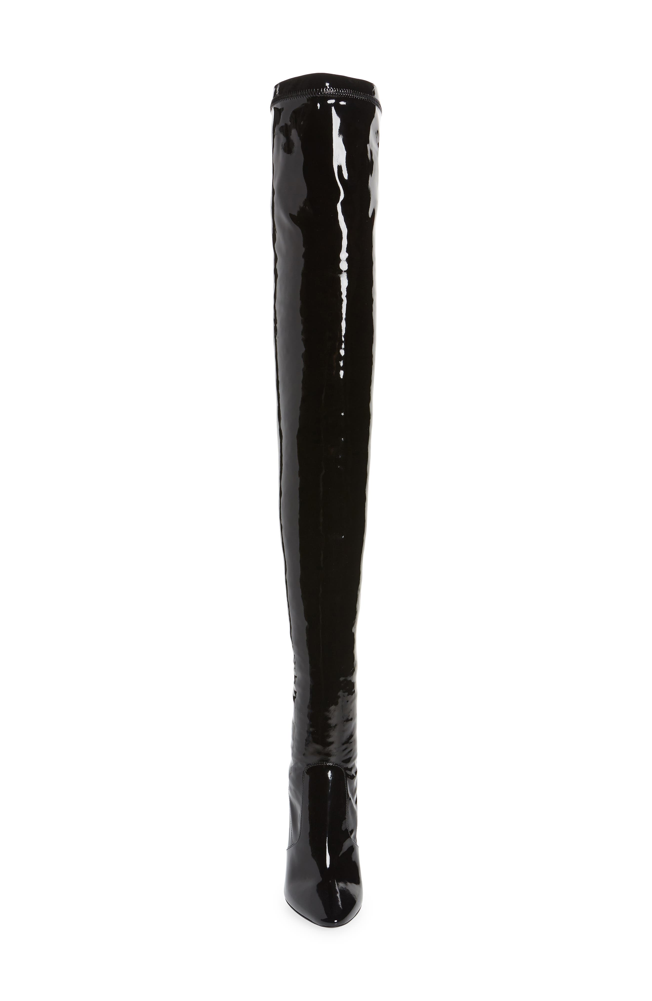 Saint Laurent Aylah Pointed Toe Thigh High Boot, Alternate, color, 
