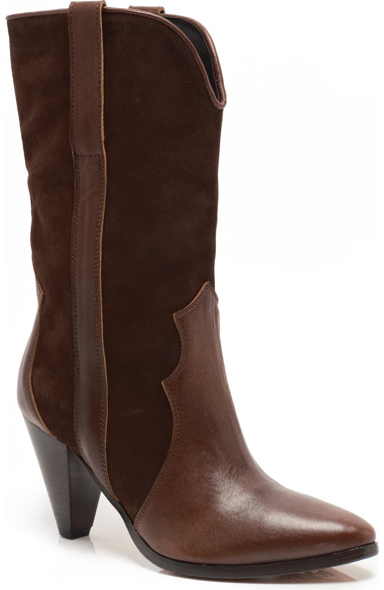 Free People Taper Heel Western Boot, Main, color, Chocolate Suede/ Lear