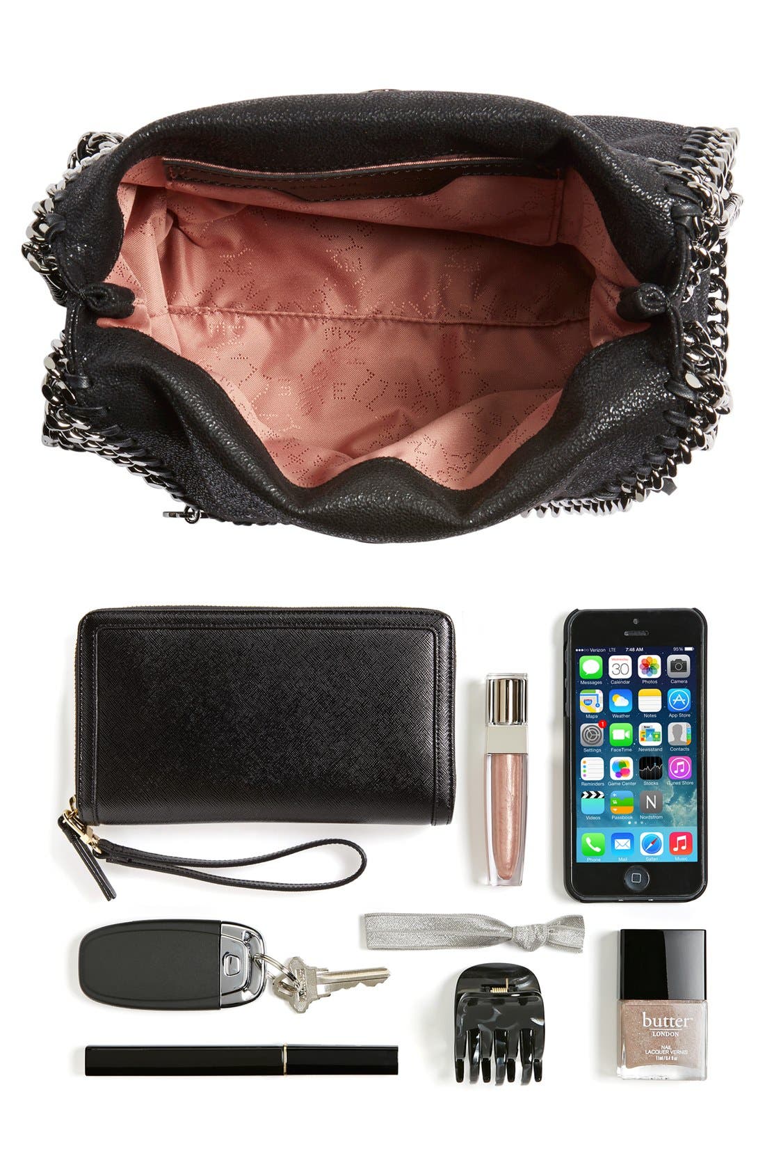 Stella McCartney 'Mini Falabella' Fringe Faux Leather Tote, Alternate, color, 