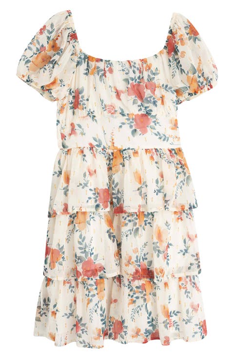 Kids' Floral Tiered Dress