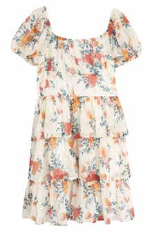 Kids' Floral Tiered Dress