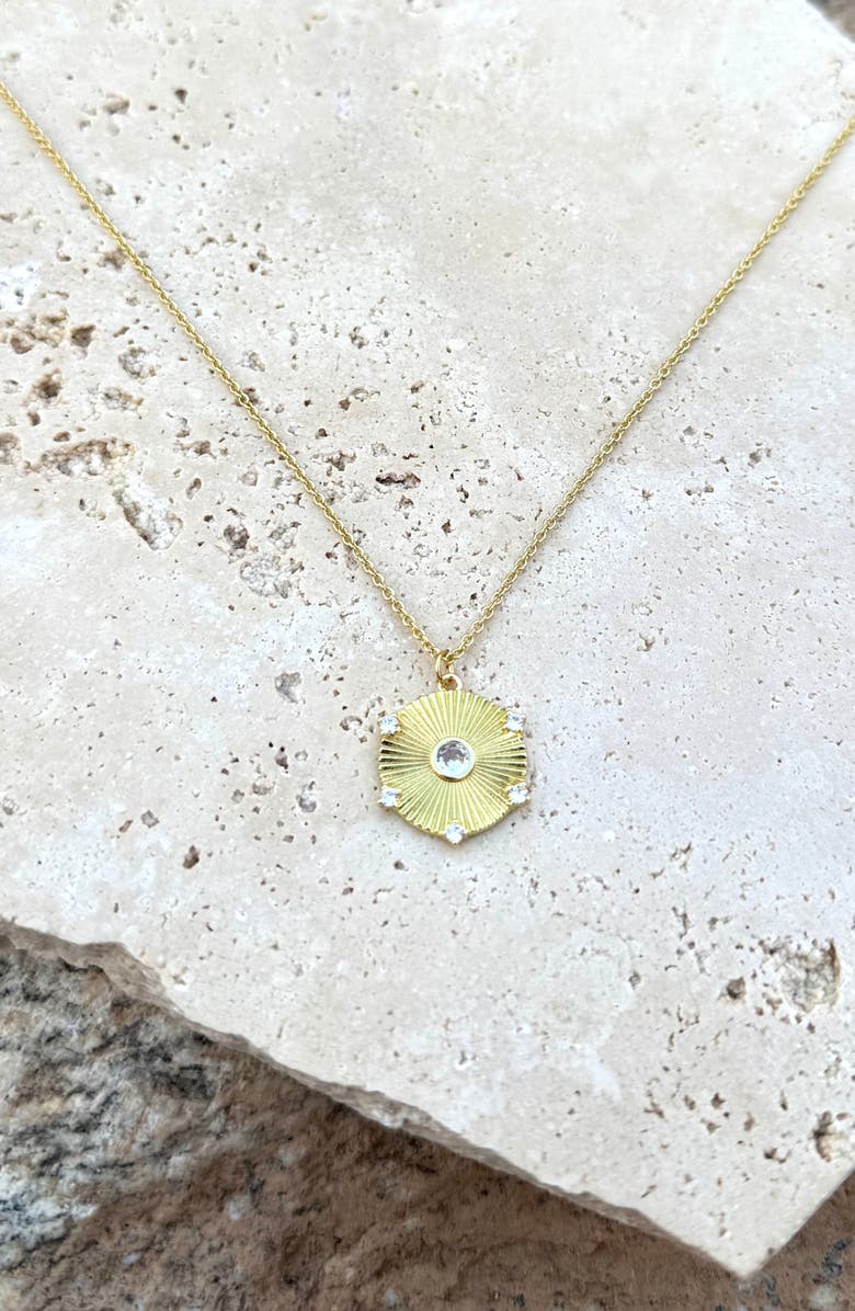 Adornia Cubic Zirconia Fluted Disc Pendant Necklace, Alternate, color, Gold