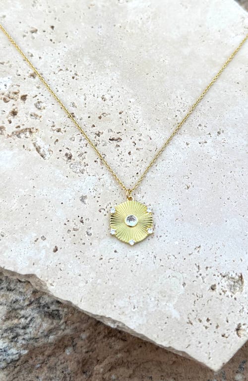 Adornia Cubic Zirconia Fluted Disc Pendant Necklace In Gold