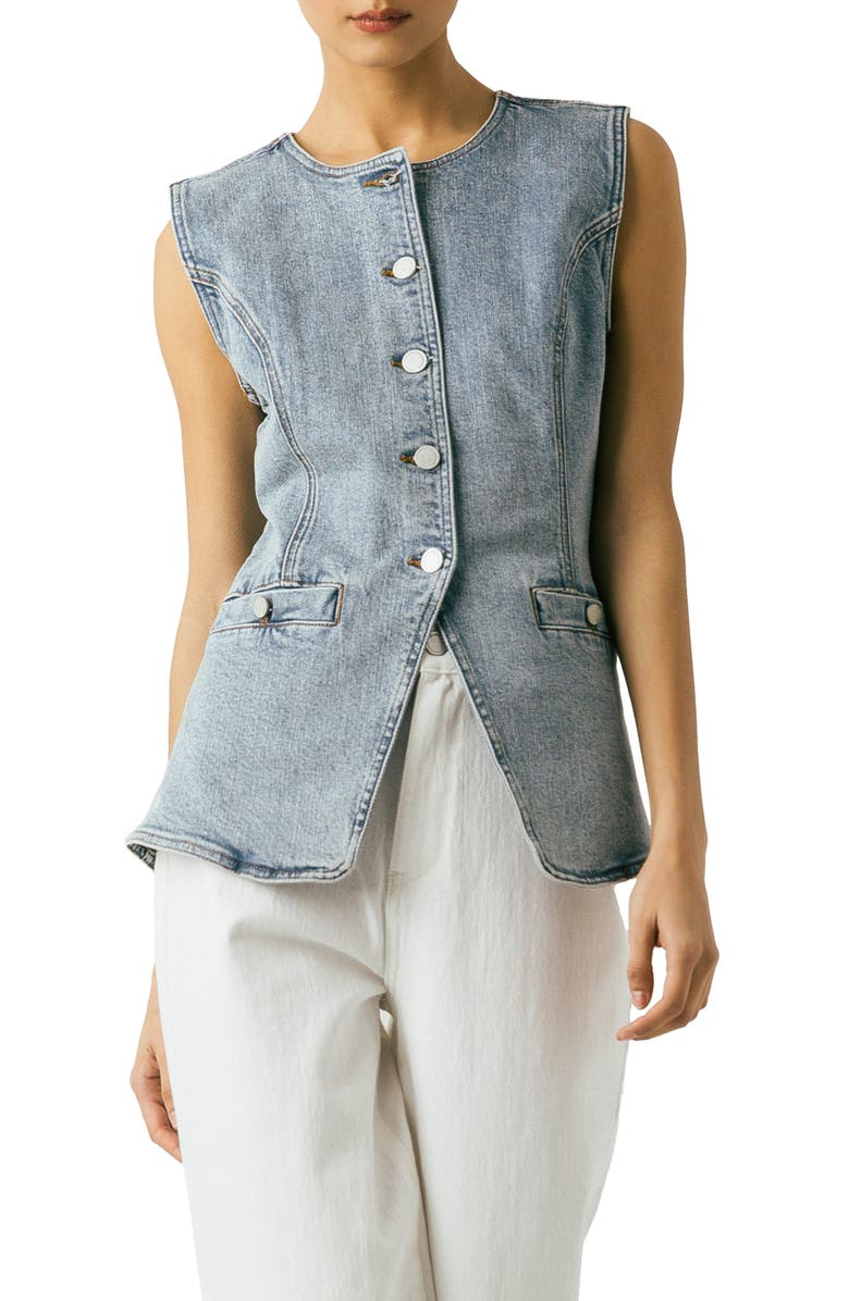 BLANKNYC Classic Denim Vest, Main, color, Summer Vibes