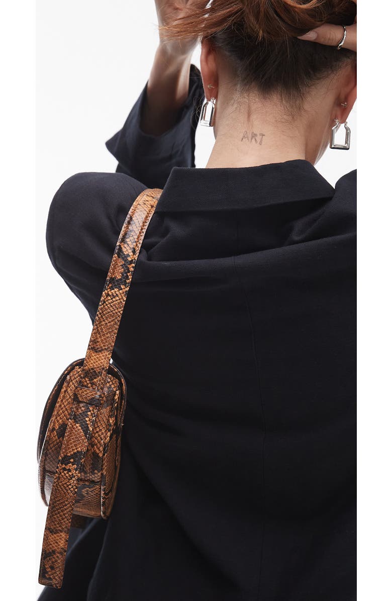 Topshop Stefan Snake Embossed Faux Leather Half Moon Shoulder Bag, Alternate, color,