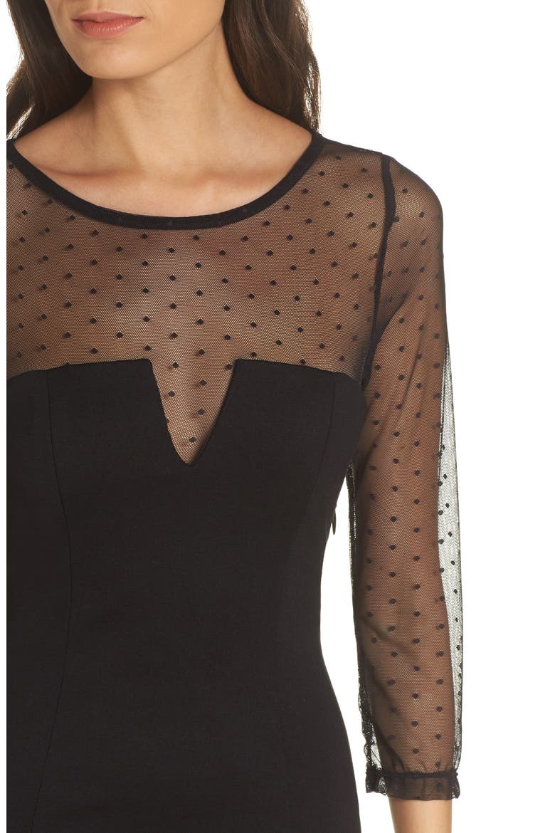 Point d'Esprit Trim Minidress, Alternate, color, BLACK