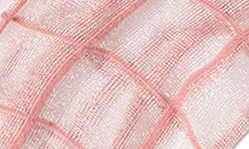 Memoi Sheer Plaid Ankle Socks In Pink
