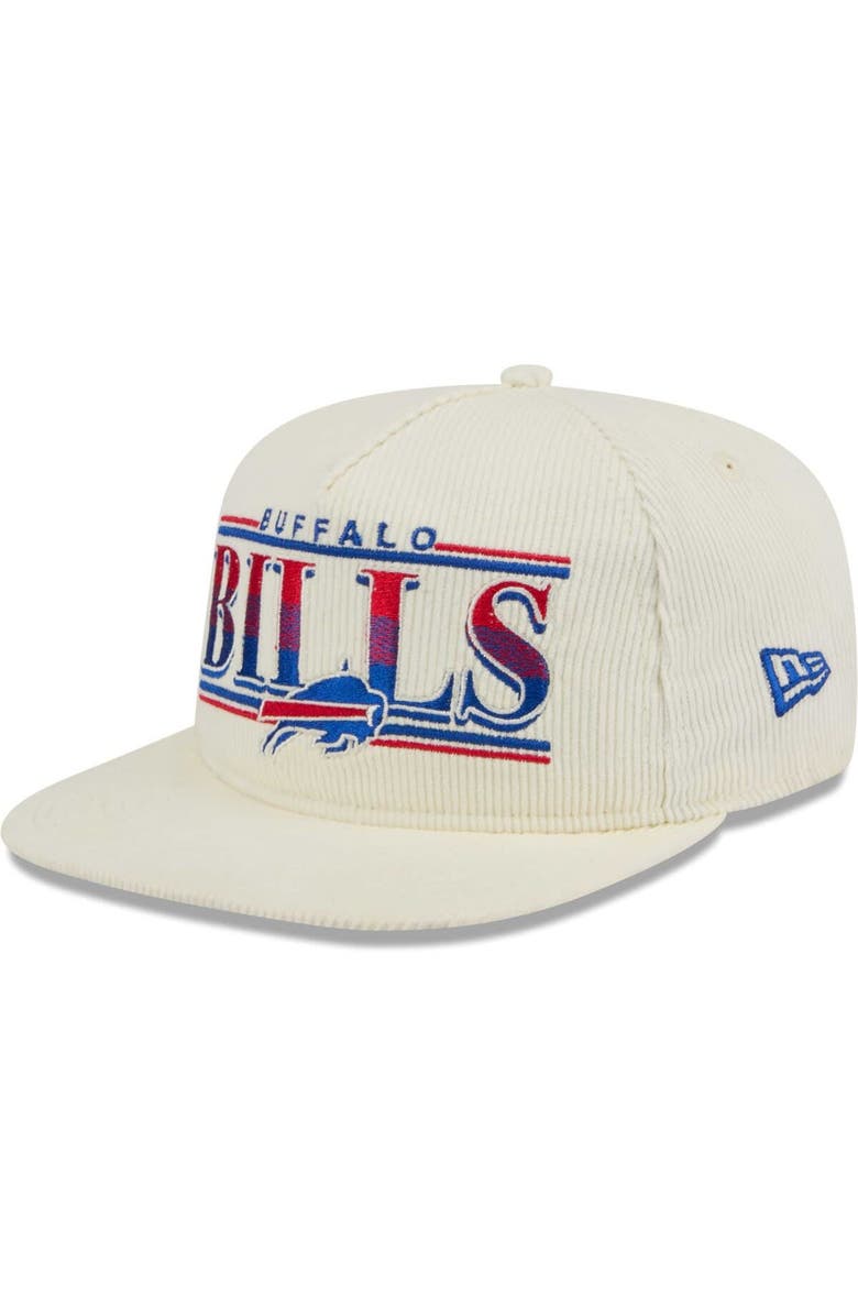 New Era Men's New Era Cream Buffalo Bills Throwback Corduroy Golfer Snapback Hat, Alternate, color, 