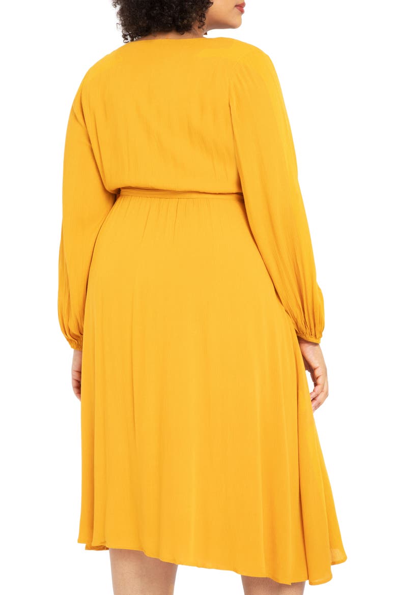 Long Sleeve Belted Dress, Alternate, color, SUNFLOWER