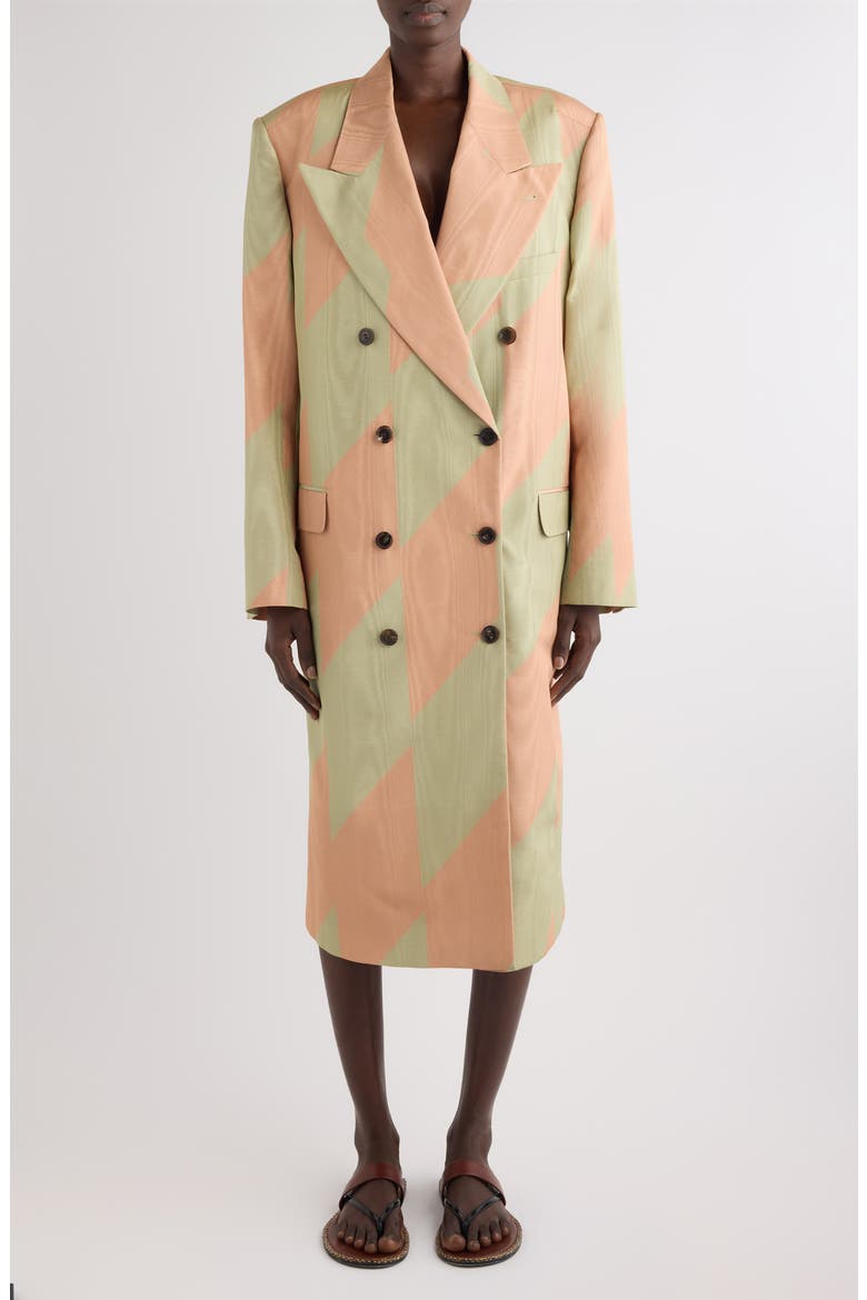 Broken Stripe Print Cotton Moiré Ottoman Coat, Main, color, PISTACHE