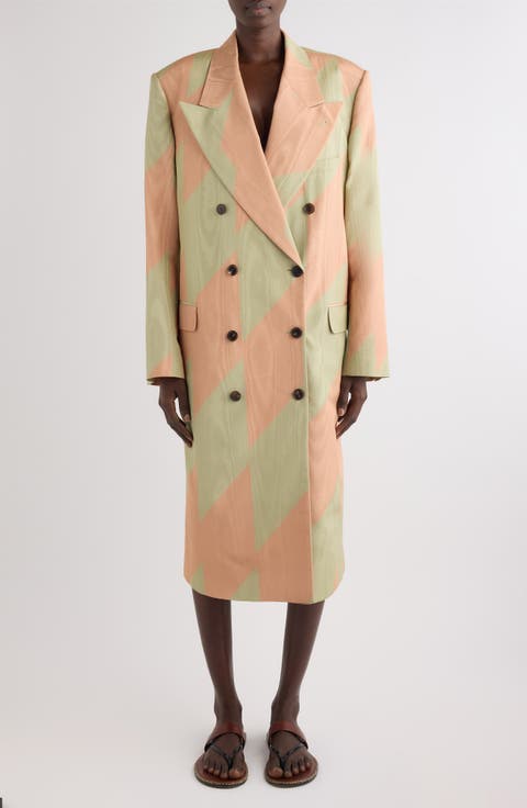 Barrysta Broken Stripe Double Breasted Moire Overcoat