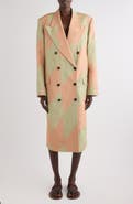Dries Van Noten Broken Stripe Print Cotton Moiré Ottoman Coat