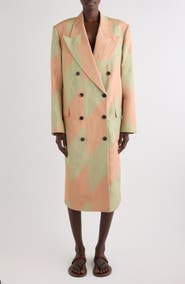 Dries Van Noten Broken Stripe Print Cotton Moiré Ottoman Coat