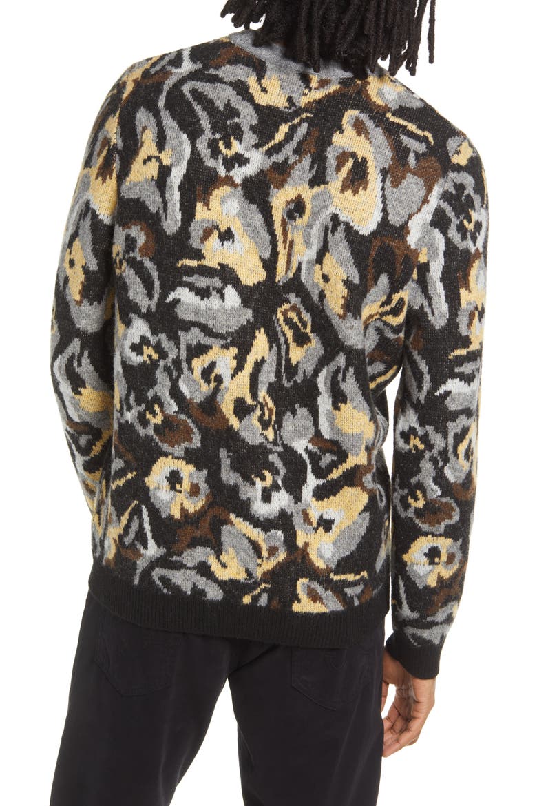 Long Sleeve Floral Graphic Sweater, Alternate, color, BLACK- GREEN FLORAL