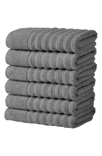 Woven & Weft Combed Cotton 6-pack Hand Towels In Gray