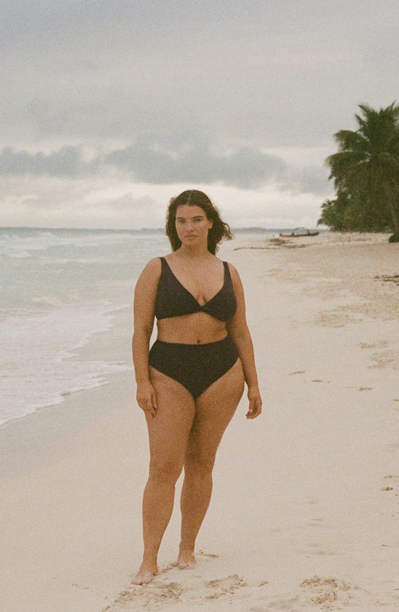 MANGO Draped High Waist Bikini Bottoms, Alternate, color, Chocolate