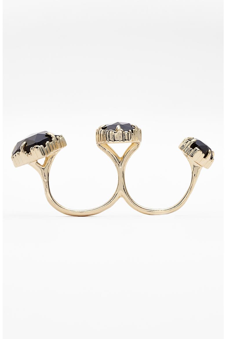 Naomi Double Finger Ring, Alternate, color, BLACK OPAQUE GLASS/ GOLD