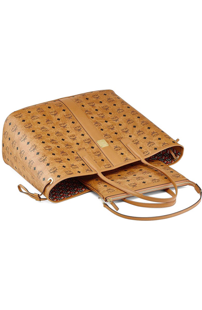 MCM Large Reversible Liz Shopper in Visetos, Alternate, color, Cognac