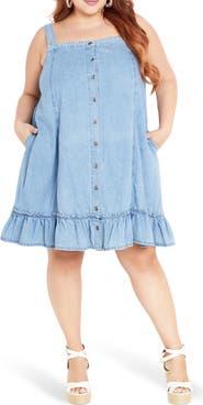 City Chic Island Denim Button Front Dress