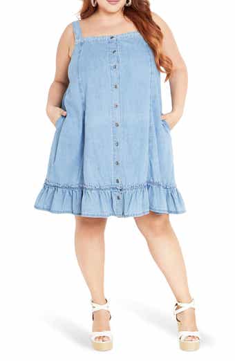 City Chic Island Denim Button Front Dress