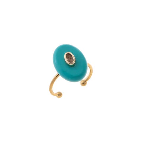 CZ Oval Bezeled Accent Bead Ring