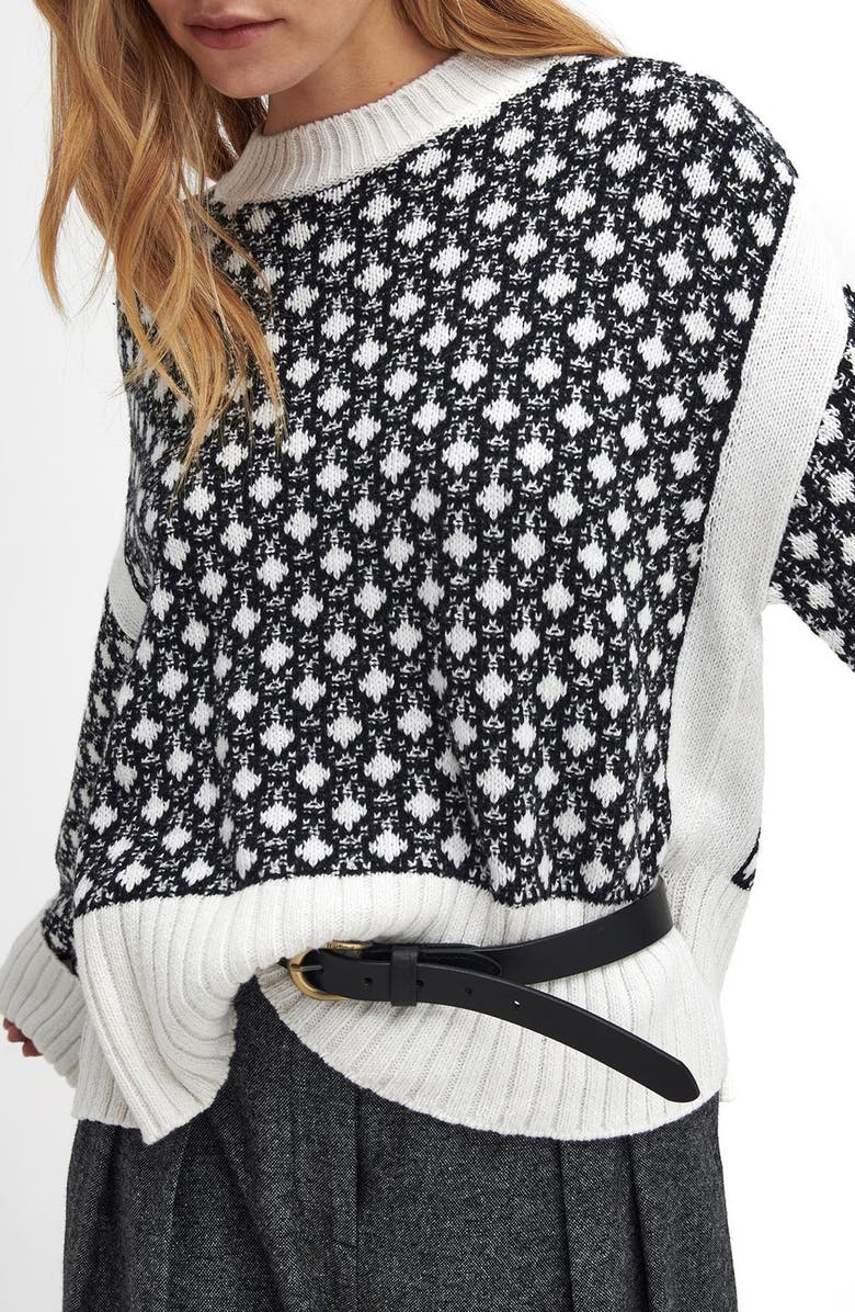 Barbour Paulette Cotton Blend Sweater, Alternate, color, Black/ Cloud