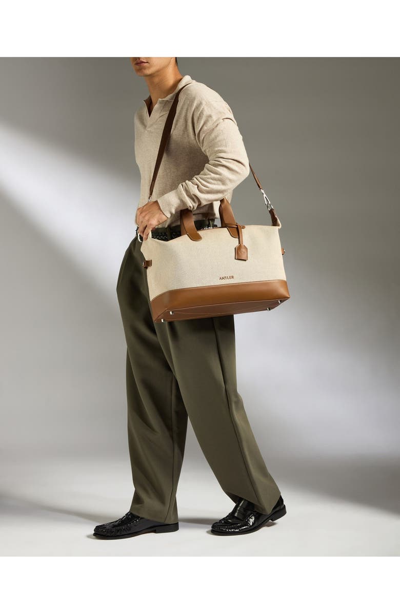 ANTLER Heritage Overnight Bag in Navy, Alternate, color, Natural