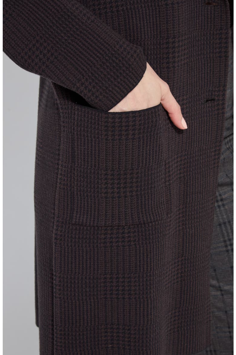 Lina Glen Plaid Jacquard Sweater Coat, Alternate, color, DOUBLE ESPRESSO BLACK