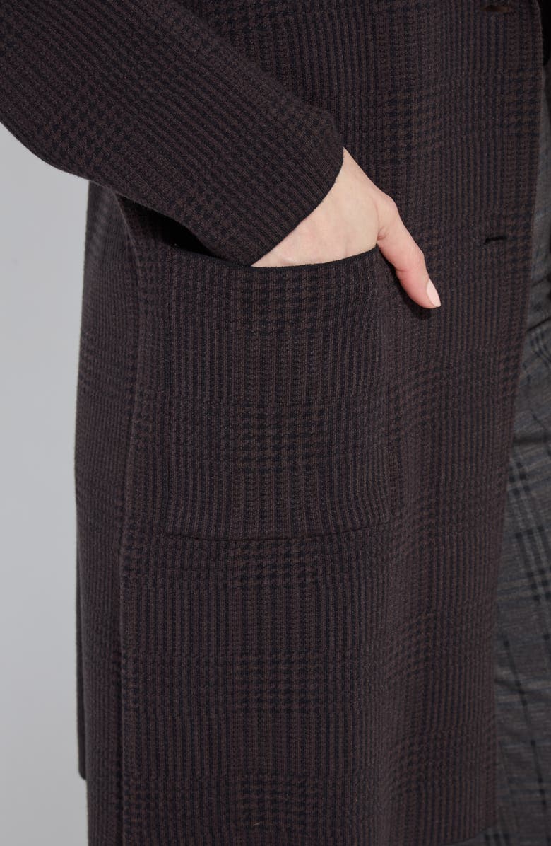 Lysse Lina Glen Plaid Jacquard Sweater Coat, Alternate, color, Double Espresso Black