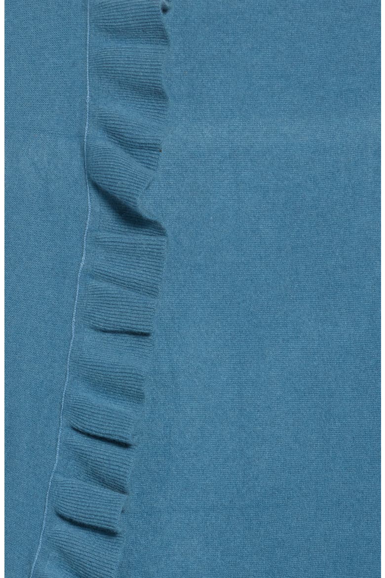 Ruffle Trim Cashmere Wrap Scarf, Alternate, color, PALACE BLUE