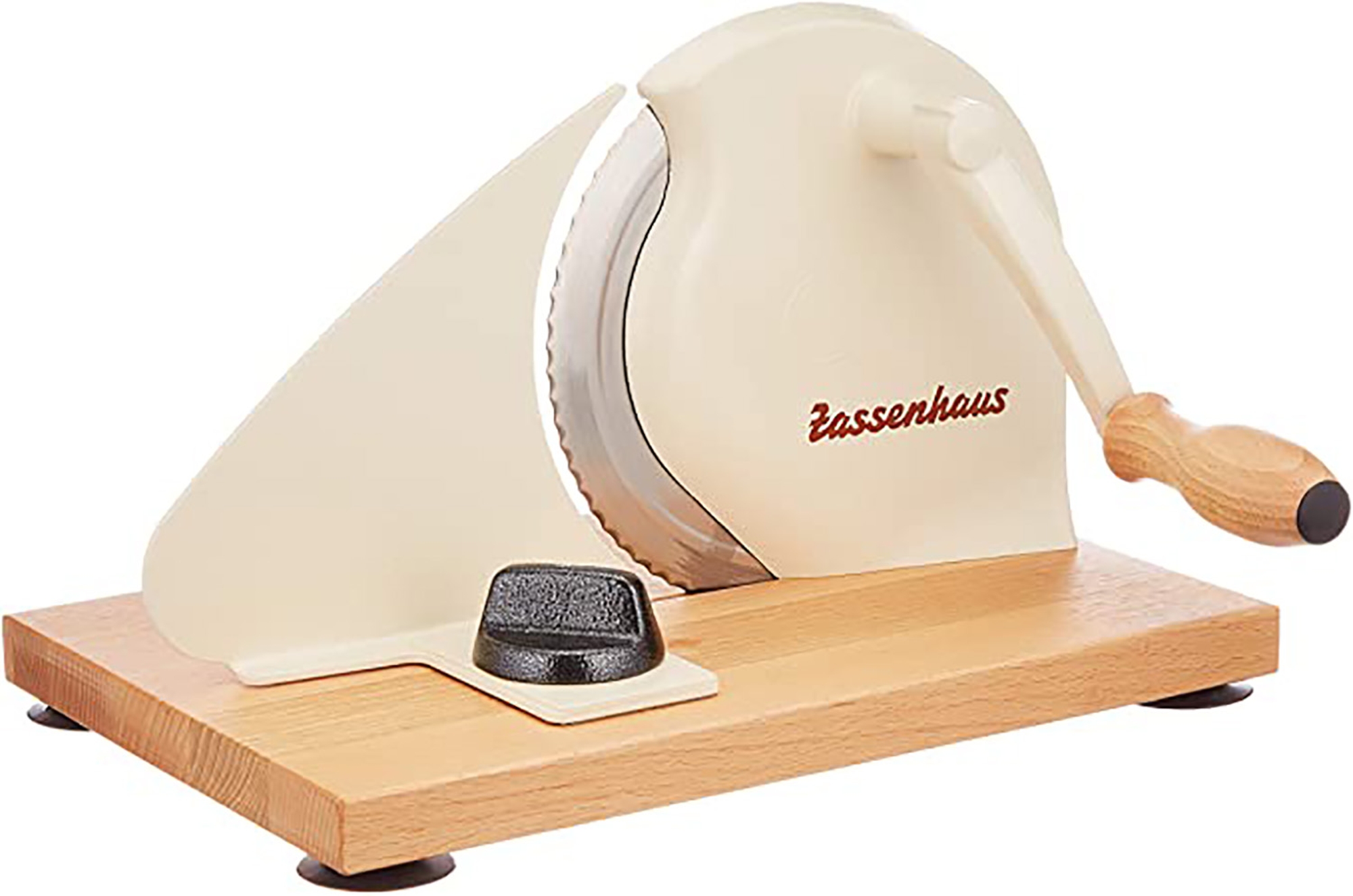 ZASSENHAUS Manual Bread Slicer, Hand Crank Home Bread Slicer, 11.75" x 8" - Cream