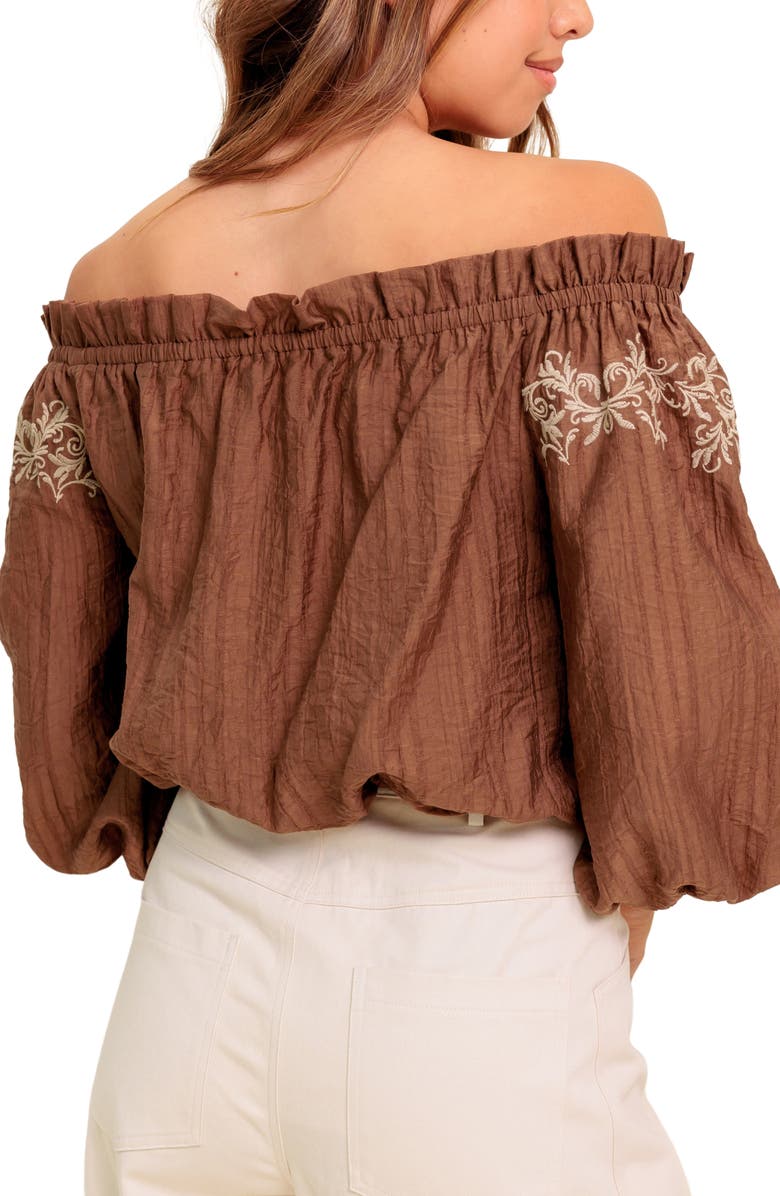 FLYING TOMATO Off The Shoulder Top, Alternate, color, Brown