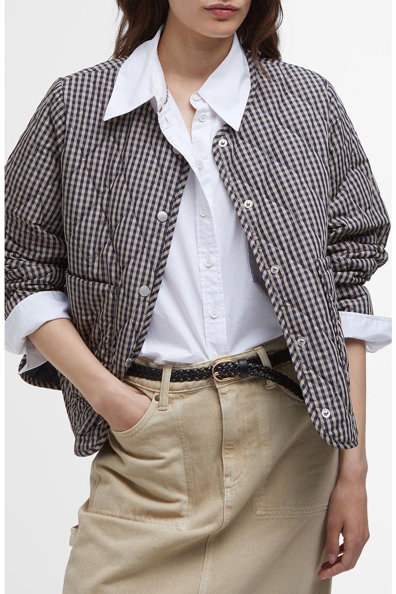 Monroe Gingham Quilted Jacket, Main, color, NAVY SAND GINGHAM