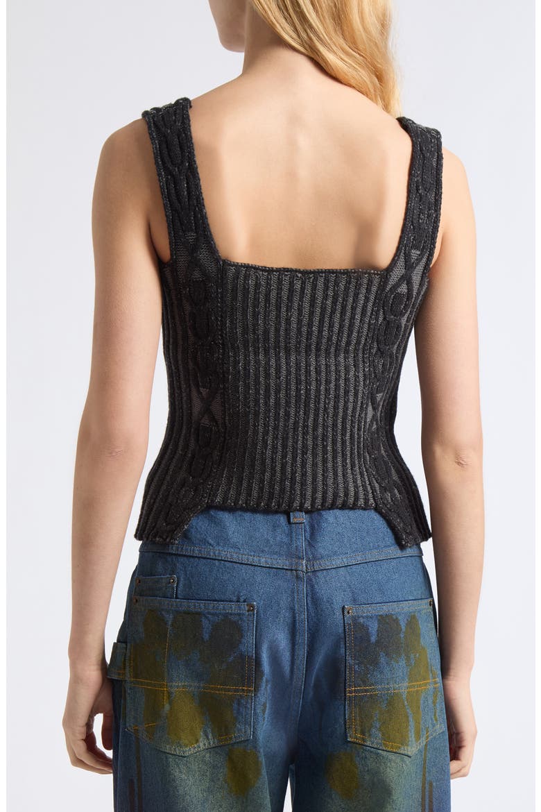 Warrior Corset Mixed Stitch Merino Wool Sweater Tank, Alternate, color, BLACK