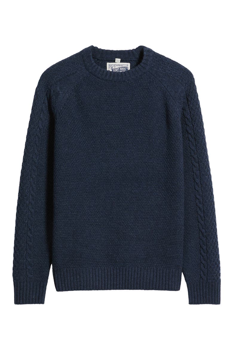 Waffle Knit Crewneck Sweater, Alternate, color, NAVY